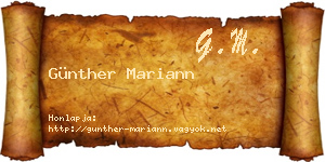 Günther Mariann névjegykártya